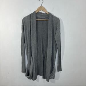 COS Gray Ribbed Open Front Pockets Cardigan Size Medium